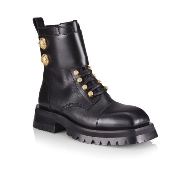 Balmain Ranger Army Leather Combat Boots Black Size 38.5 - Picture 3 of 11